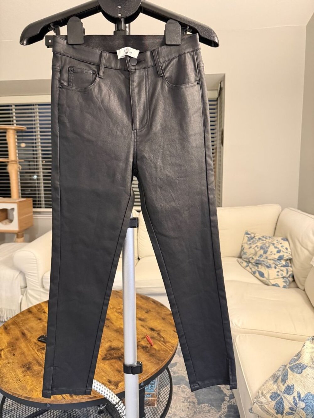 NWOT Sadie & Sage Black Faux Leather Stretch Skinny Pants Sample Size Small